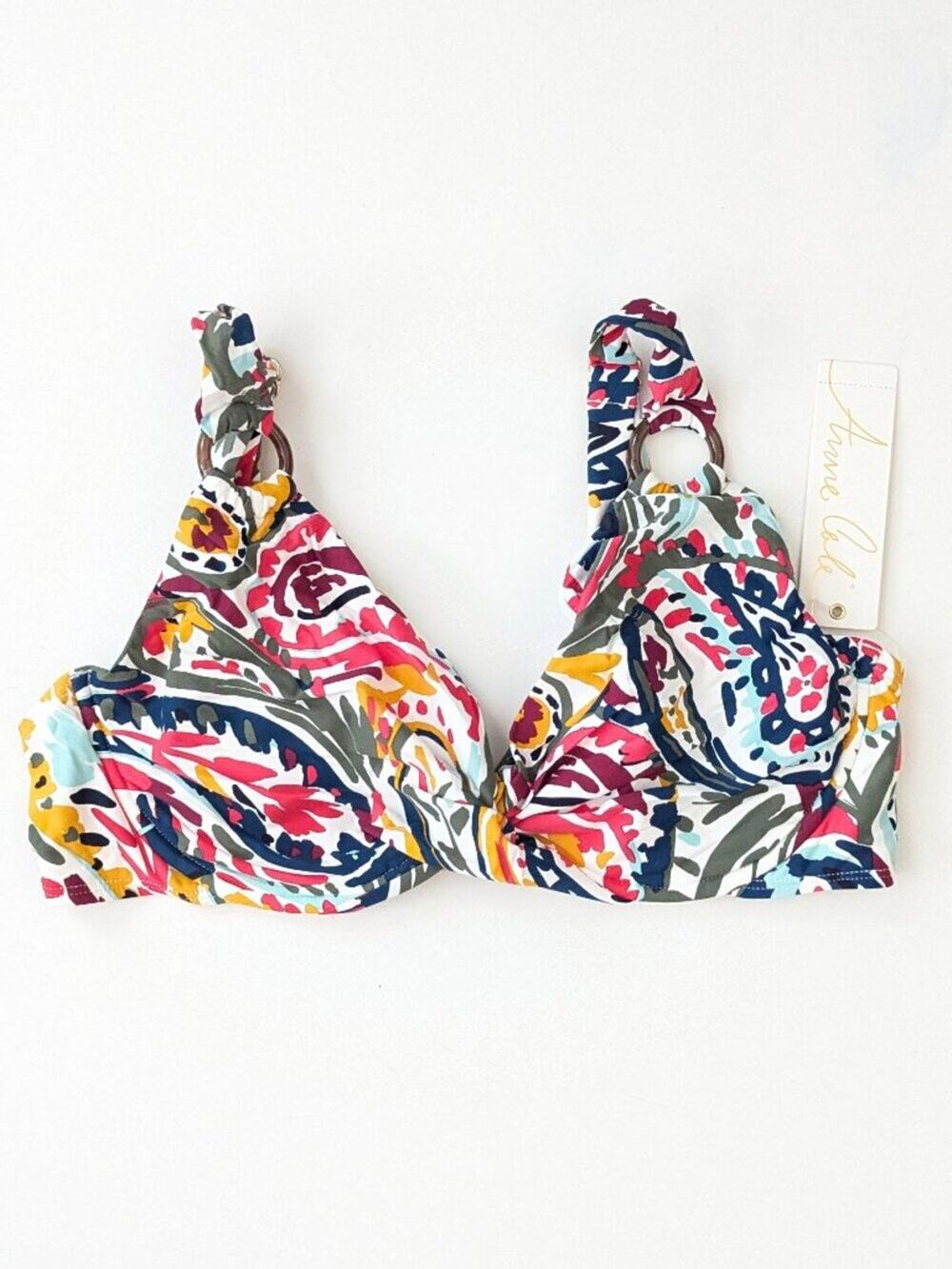 Anne Cole Signature Watercolor Twist Underwire Bikini Top Multi Womens 40B/38C